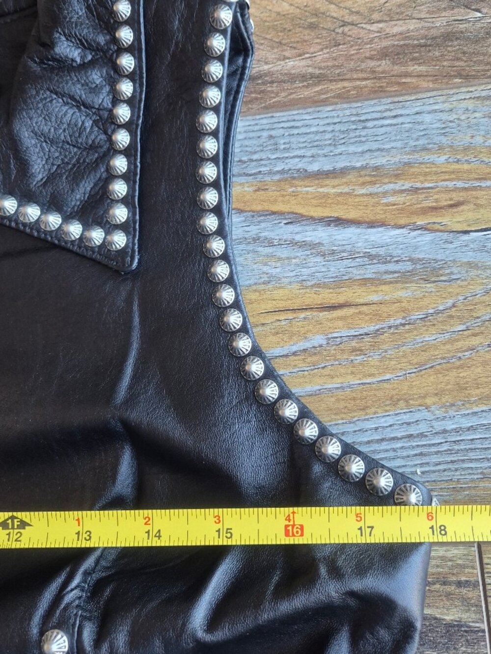 Double D Rance 100% Leather Studded Western Vest Silver Button Black - Picture 14 of 16